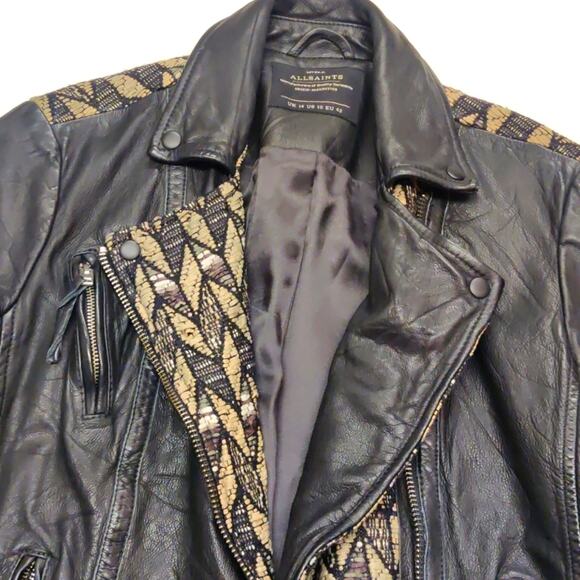 Unique ALL SAINTS Motorcycle Leather Jacket US 10 - Picture 3 of 5